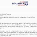 Saludo de la Directora Nacional de Aduana por el 114° Aniversario de ANFACH