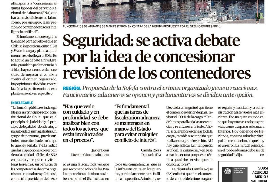 Seguridad: se activa debate por la idea de concesionar revisión de los contenedores