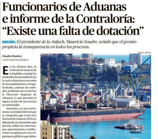 Presidente de ANFACH alerta sobre falta de dotación en Aduanas tras informe de Contraloría